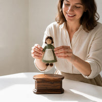 Wooden Risers Figurine Display Stand Handcrafted Look Walnut Wood Display Stage for Collection Shelf