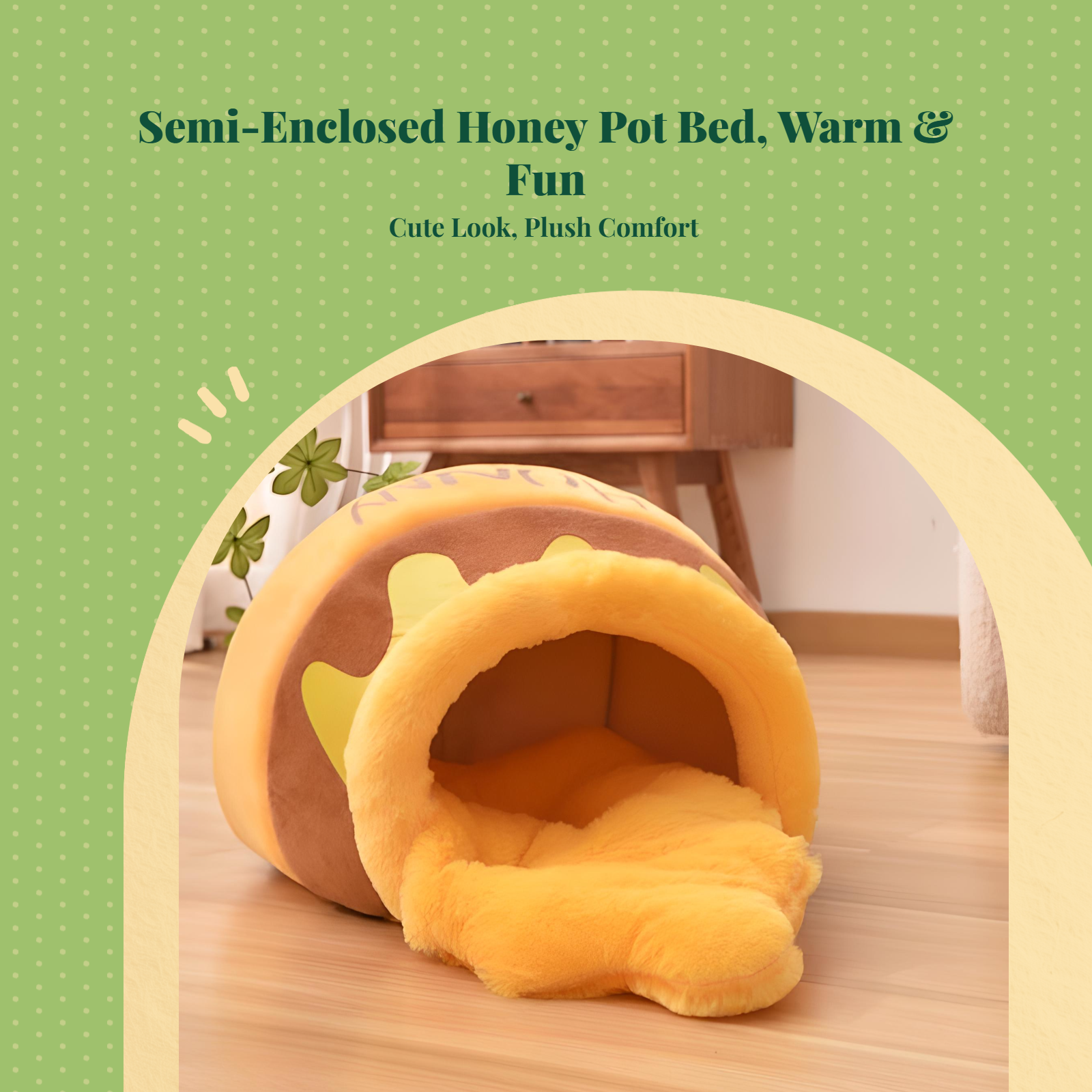 Plush semi-enclosed cat bed