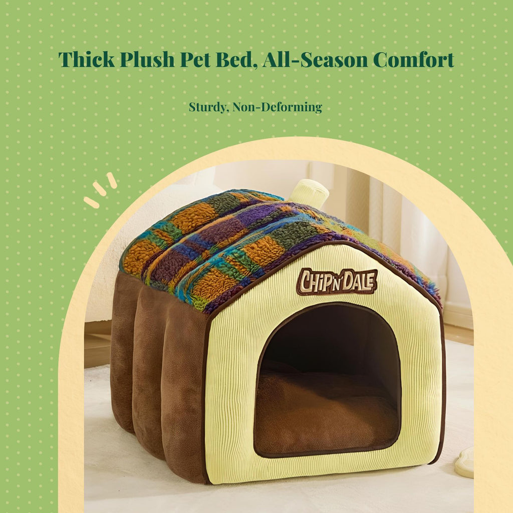 Insulated pet house with removable indoor bed