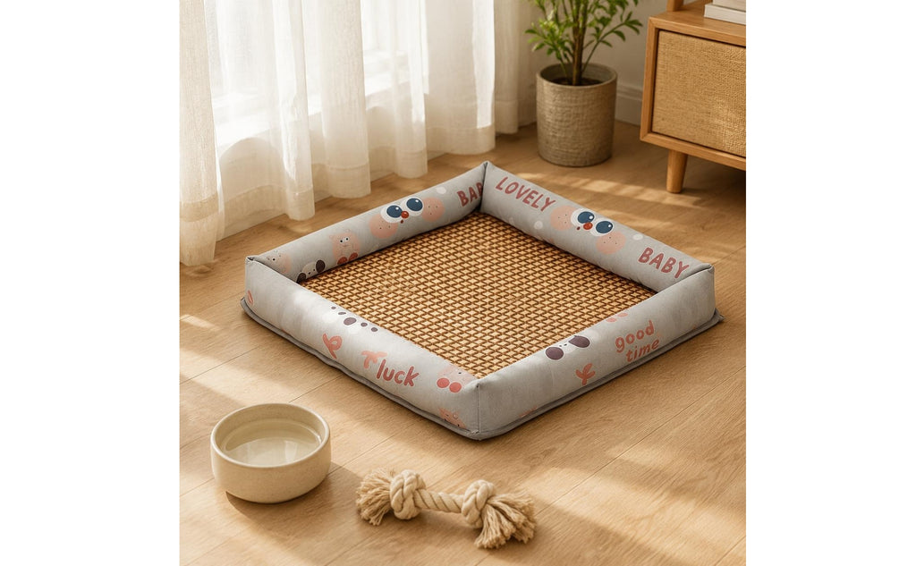 Summer Pet Mat Soft Cooling Dog Bed Mat Ice Silk Cooling Pad Safe Material Woven Pet Sleeping Pad Portable for Small Dogs