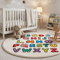 Abc Learning Rug Soft Room Furnishing Stitched Border for Bedroom