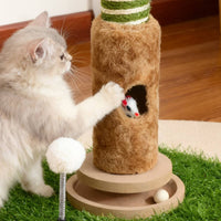 Feline Scratching Tree Fuzzy Toy Feline Scratching Post Striped Finish