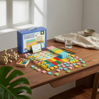 200 Pieces Early Math Tile Set Safe Wood Learning Toy Addition Practice
