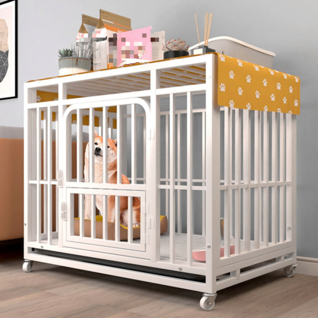 Metal Dog Crate Raised Base Portable Dog Crate Slatted Pet Floor Enclosure