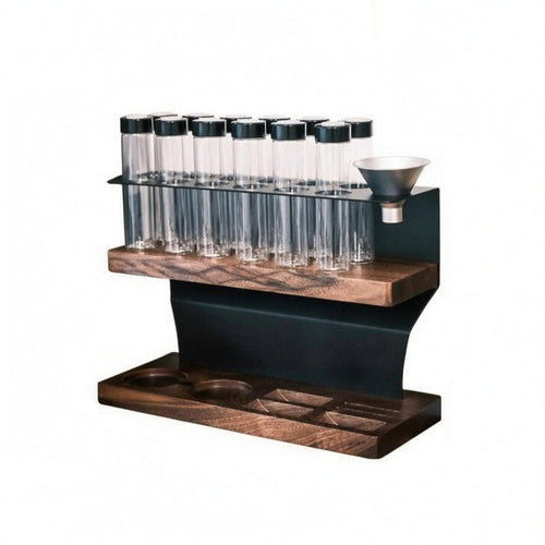 Coffee Bean Storage Display Rack Wooden Coffee Foundation Station Organizer Sealed Glass Bottles Countertop Shelf