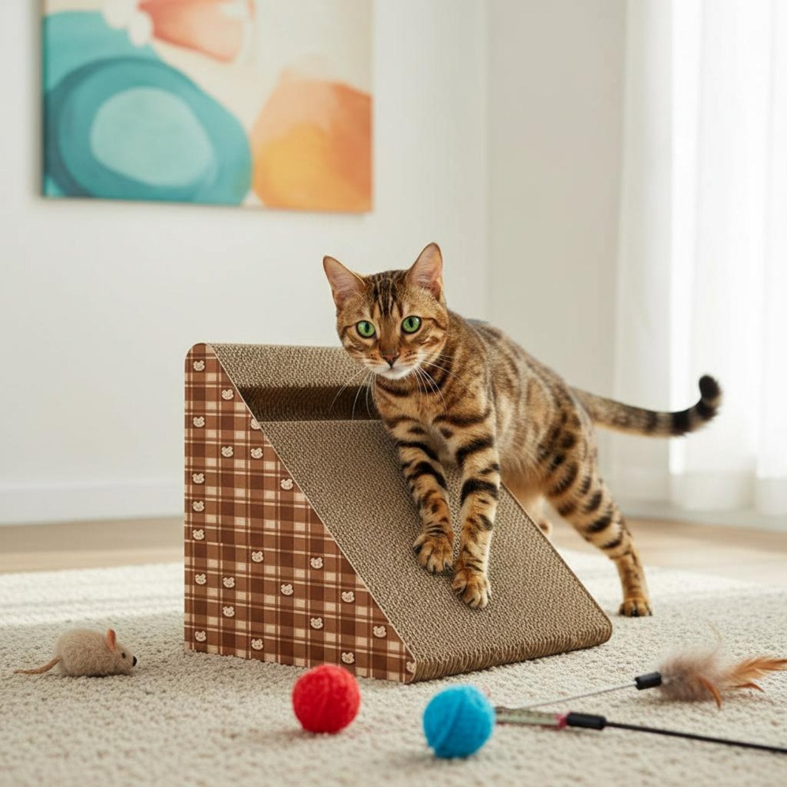 Vertical Cat Scratching Post Long-Lasting Corrugated Paper for Indoor, Cats