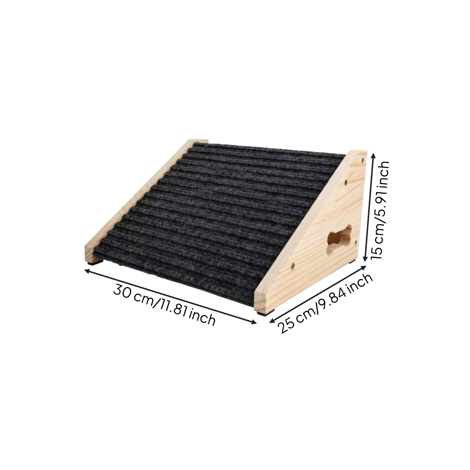 Wooden Dog Ramp Staircase Ribbed Pet Ramp Staircase Bone-Shaped Handhold
