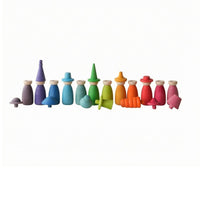 Wooden Peg Doll Decorative Wooden Figurine Polished Edges for Children