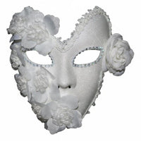 whole-face Feathered visor Ribbon Tie Ornate Italian Carnival visor Adjustable Fit for formal dance