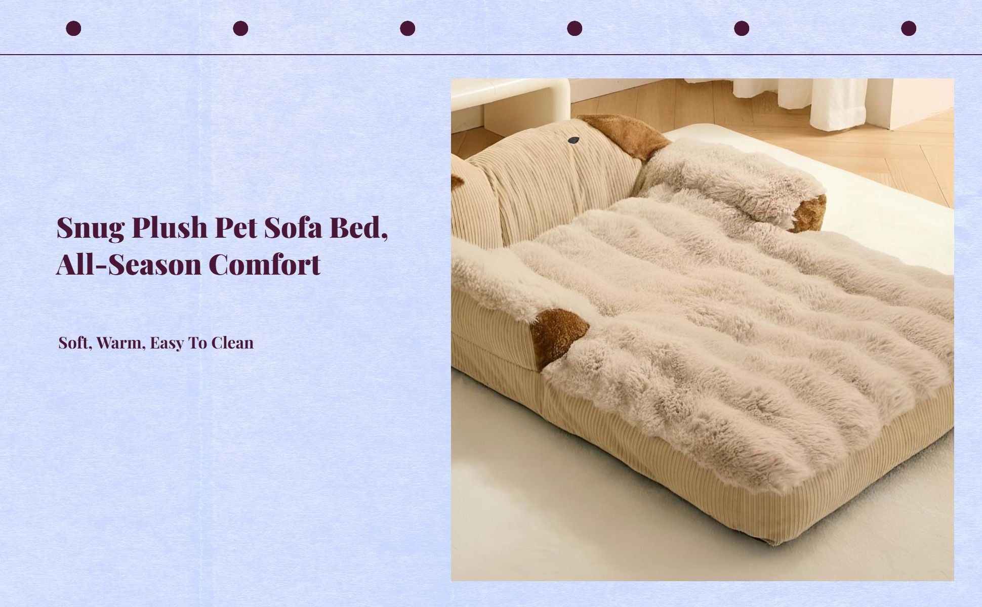 Dog Bed, Removable Cover, Calming Pet Sofa, Non-Slip, Warm