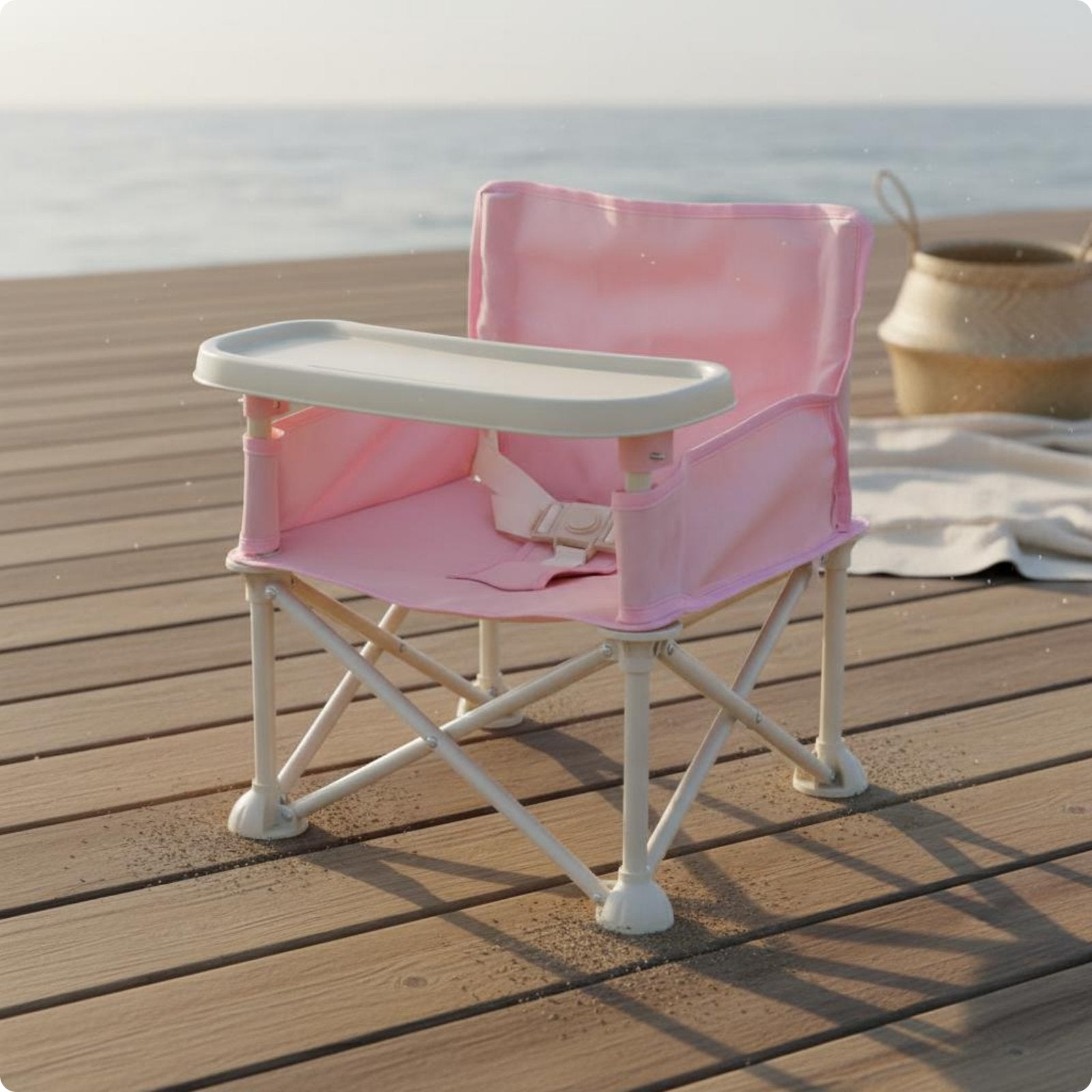 Baby Beach Chair Foldable Folding Baby Chair 5-Point Harness for Babies, Infants