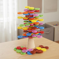 Wooden Tree Stacker Spiral Pattern Wooden Stacking Tree Balance Play