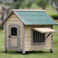 Wooden Dog House Hinged Awning Gabled Rooftop Dog House Slatted Construction for Indoor