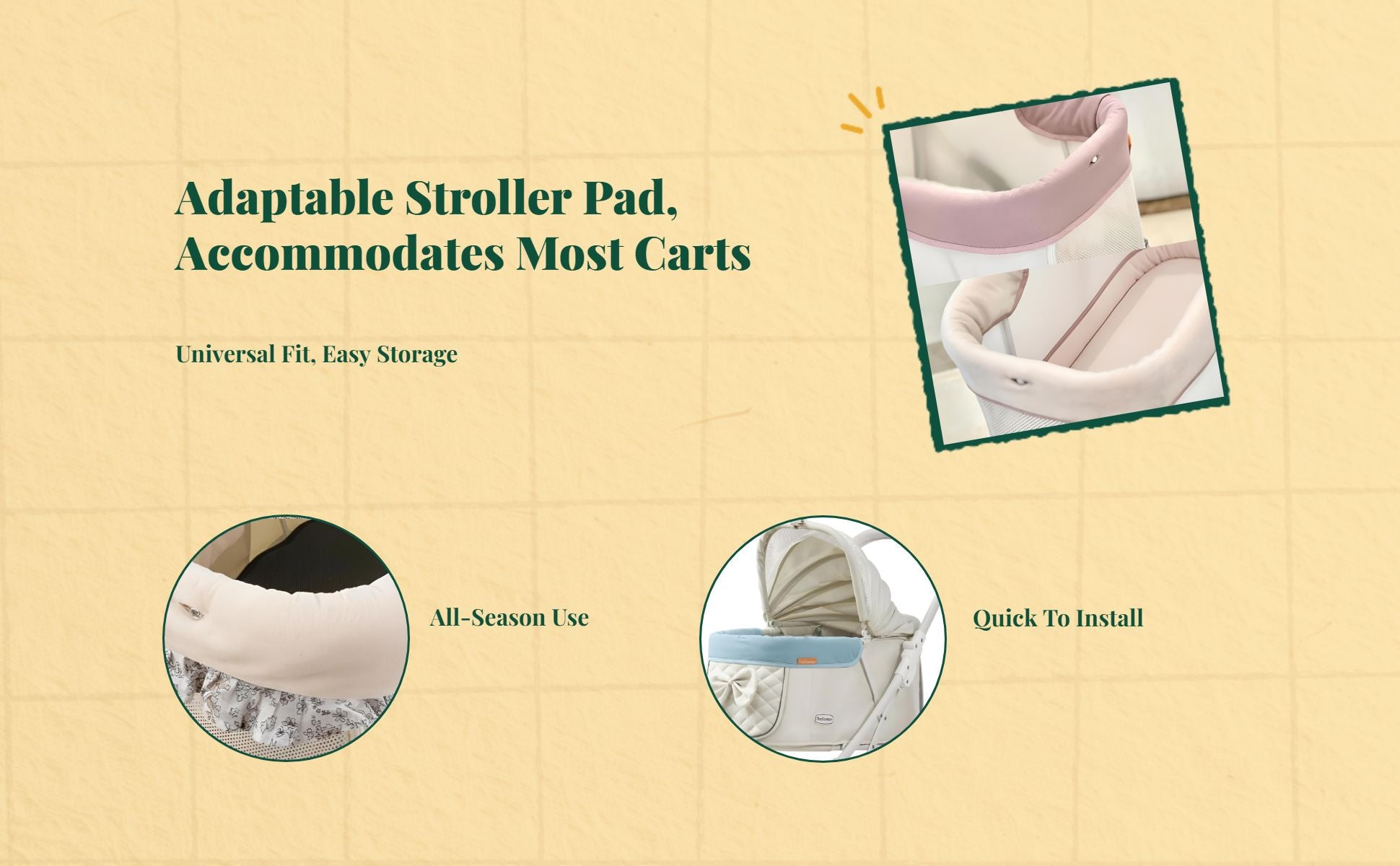 Orthopedic washable pet stroller pad
