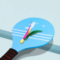 Shuttlecock Paddle Set Comfortable Grip Wood Paddle Racket Large Hitting Surface