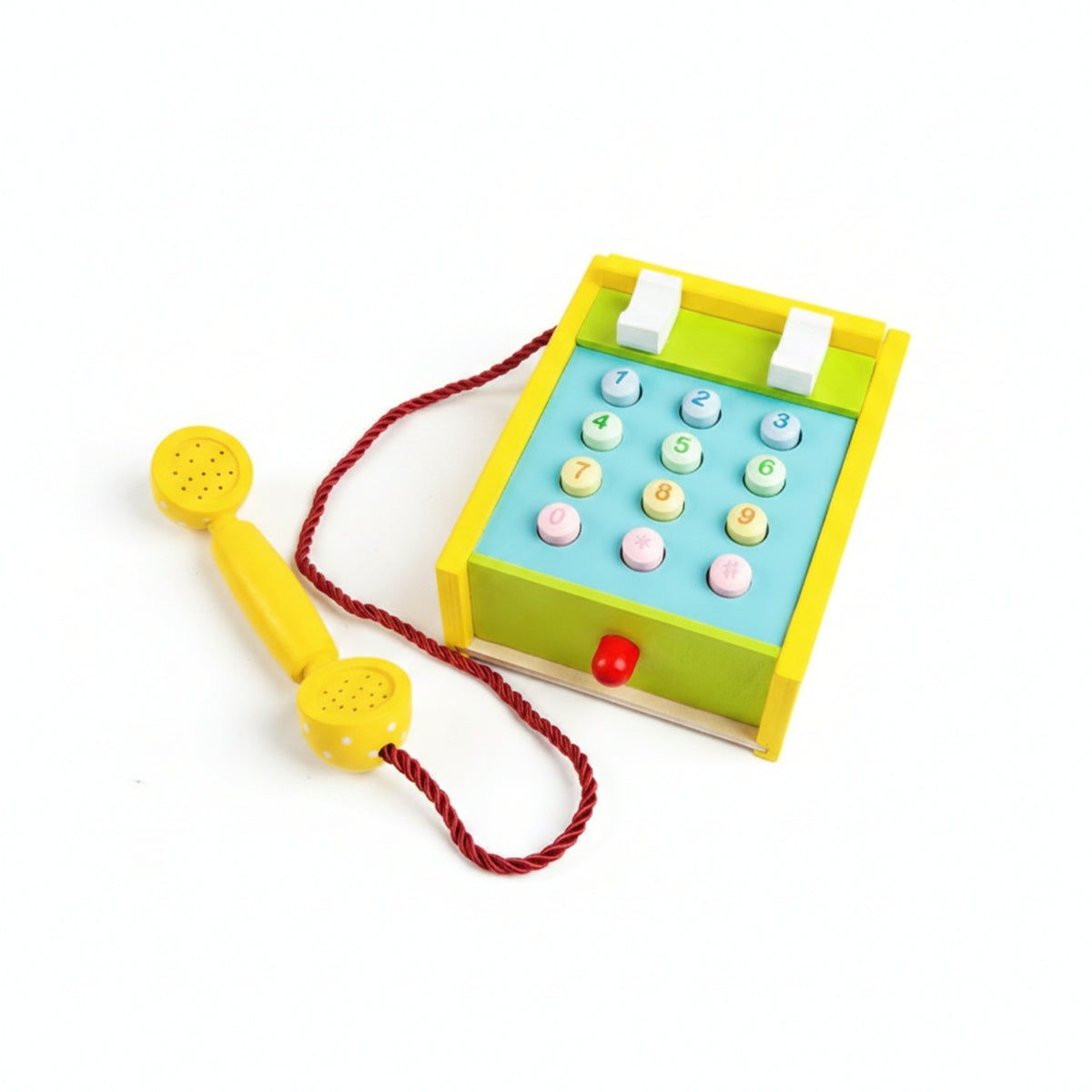 Wooden Toy Telephone Raised Buttons Kids Plaything Colorful for Preschoolers