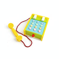 Wooden Toy Telephone Raised Buttons Kids Plaything Colorful for Preschoolers