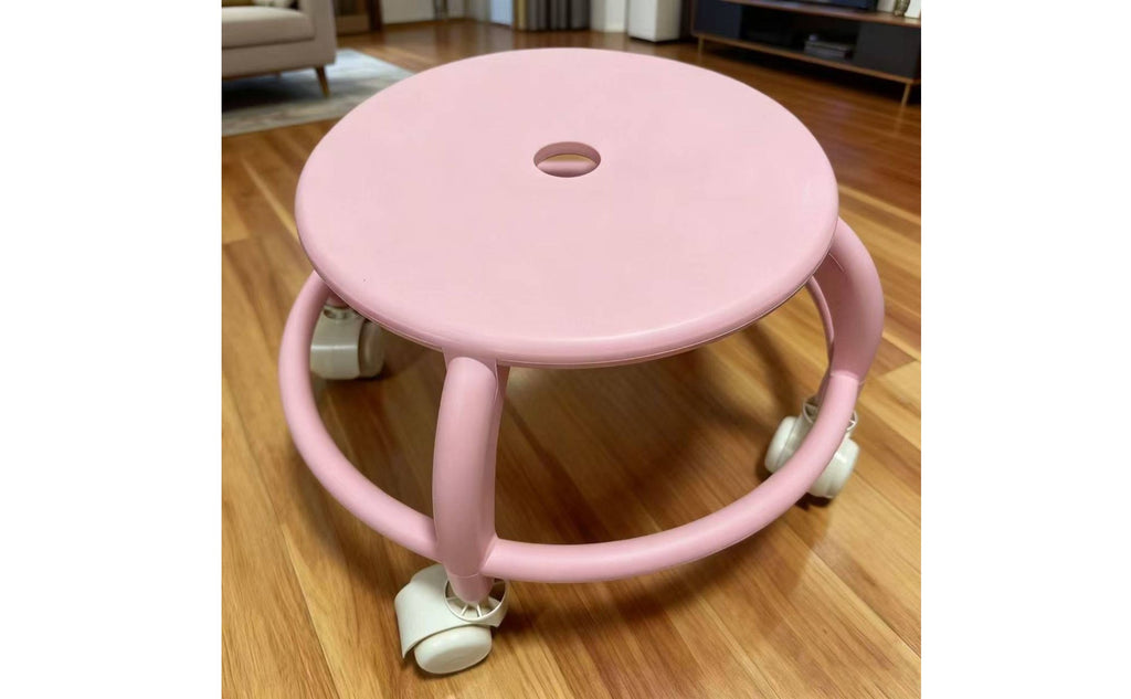 Plastic Wheeled Stool Quiet Wheels Floor Roller Seat for Living Room, Toddlers