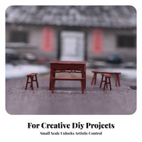1/64 Scale Table and Stool Set Slim Design Scene Prop Fine Detail for Diorama