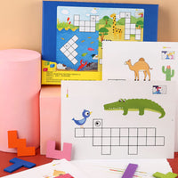 Five-Square Shape Puzzle Brainteaser Colorful Geometric Five-Square