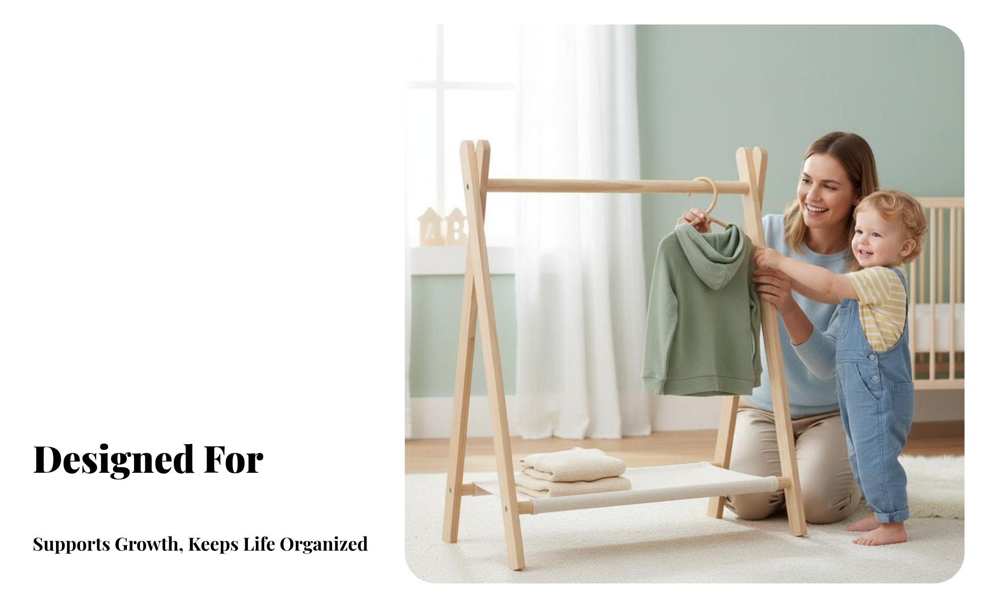 complimentarystandingstanding House-Shaped childs' Clothes Rack Child-Sized young child costume change Station comprehensive Organization children's Furniture long-enduringing for infants, young children, Parents, Nursery, Kindergarten, Bedroom, Playroom
