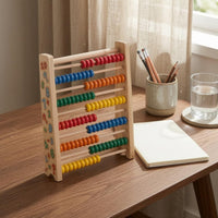 Wooden Counting Abacus 10 Rods Wooden Math Frame Printed Numbers