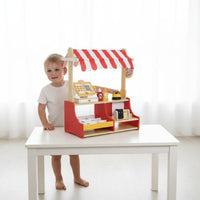 Sandwich Stall Toy Educational Wooden Burger Stand Interactive Play Restaurant Counter for Kids
