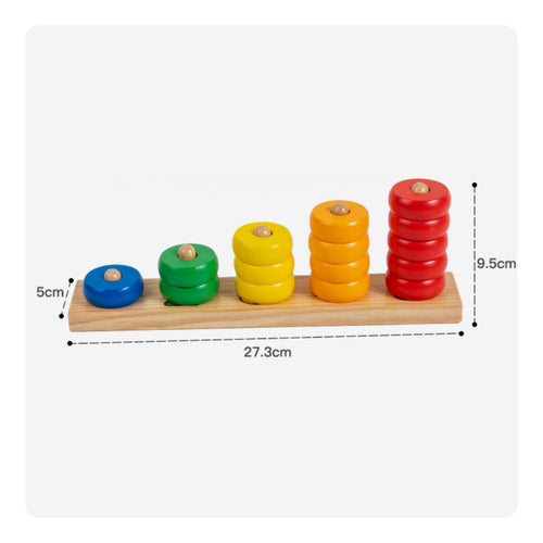 Wooden Counting Stacker Colorful Montessori Counting Toy Safe Wood for Classroom