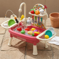 Storage and Drying Area Electric Water Play Sink Included Accessories Running Water Sink Toy Curved Faucet