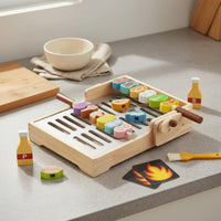 Wooden BBQ Grill Playset Develops Fine Manual Skills Kids Barbecue Playset