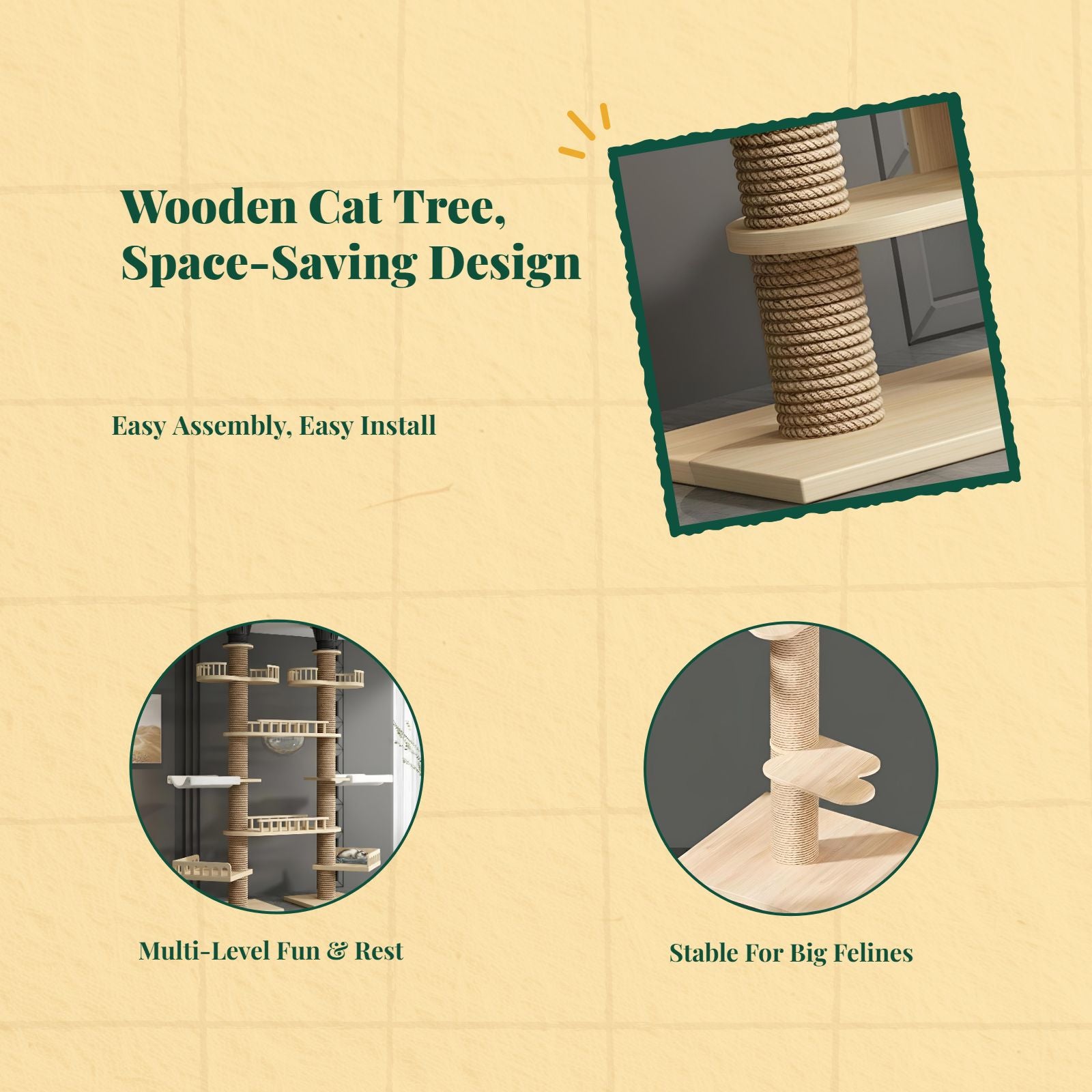 Multi-level wood cat condo tower