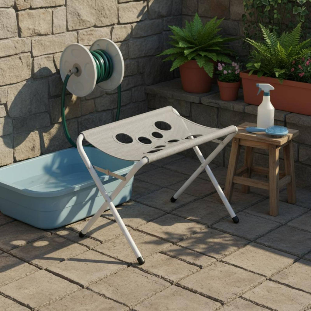 Feline Dog Bathing Rack Foldable Pet Wash Stand Hands-Hands-Free for Bathroom
