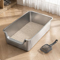 Stainless Steel Litter Box Reflective Interior Pet Supplies Rounded Edges