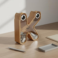 Transparent Letter Bank Clear Design Wooden Letter Piggy Bank for Young Children