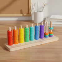 70 Pieces Rainbow Stacking Rings Color Recognition Circle Stacking Toy Fine Motor Skills Rainbow Stacker for Preschoolers, Kindergarten