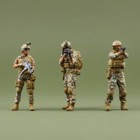3 Pieces 1:64 Warrior Model Set High Intricacy Combat Warrior Display Scene