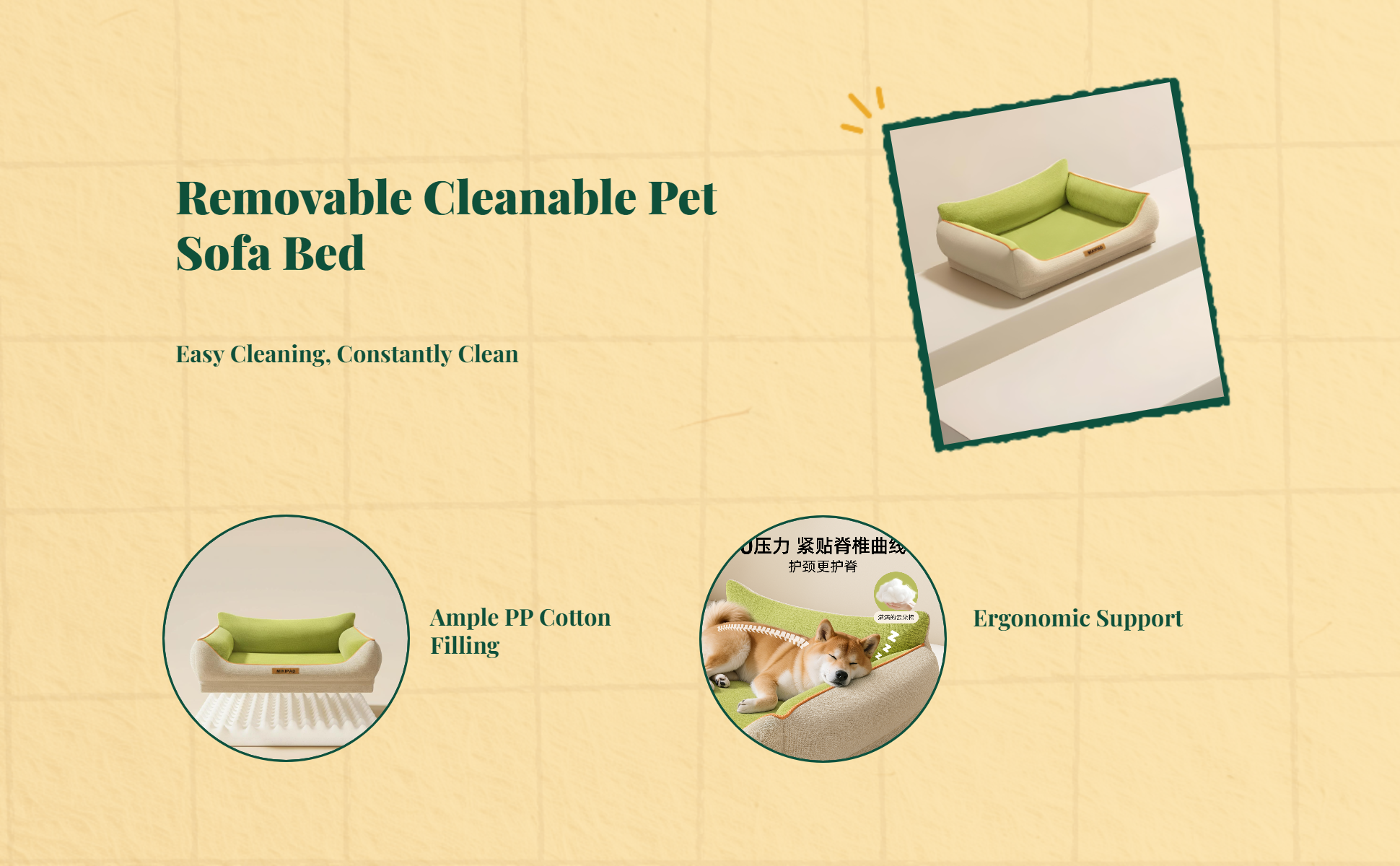Orthopedic Dog Bed, Removable Cover, Non-Slip Sofa