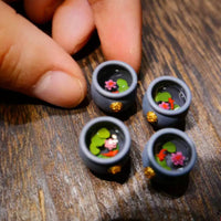 4 Pieces Lotus Pond Ornament Delicate Design Resin Miniature Pond Detailed