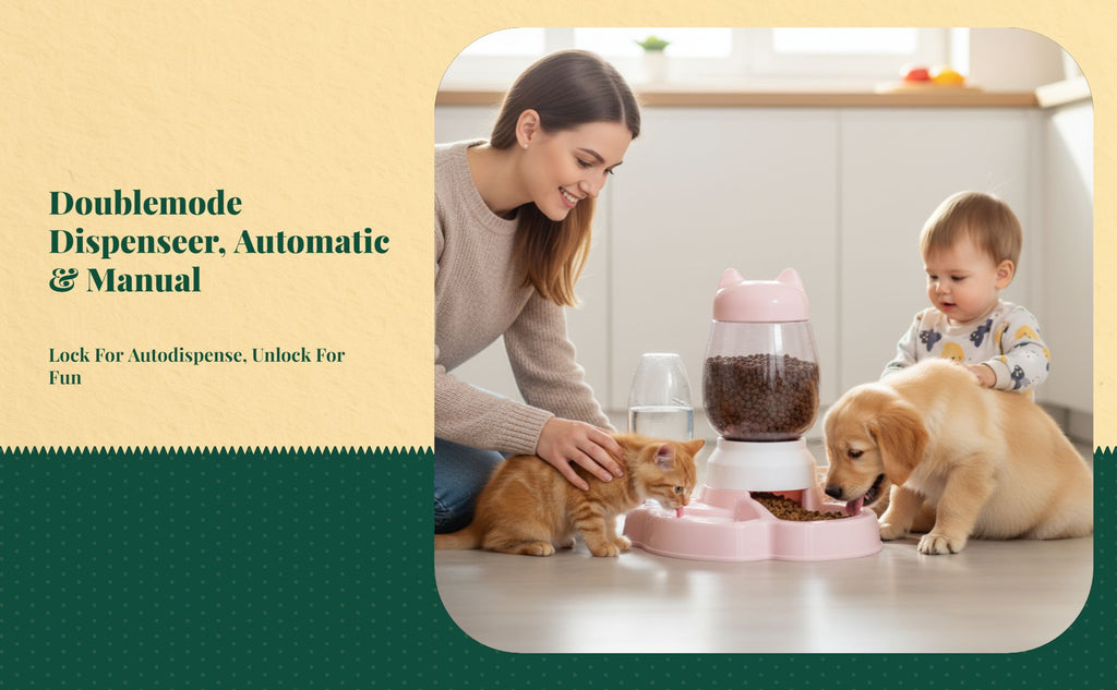 Dual-bowl automatic cat feeder, leakproof.