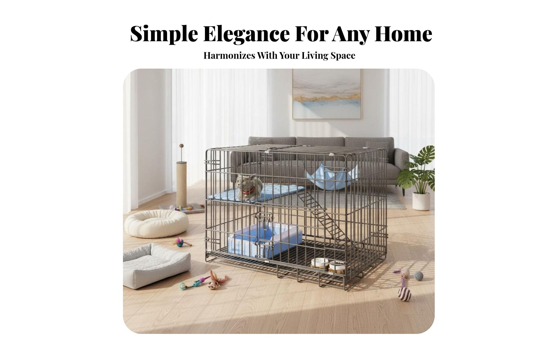 Multi-Level Cat Villa with Integrated Toilet additional Large Space for Home, Indoors