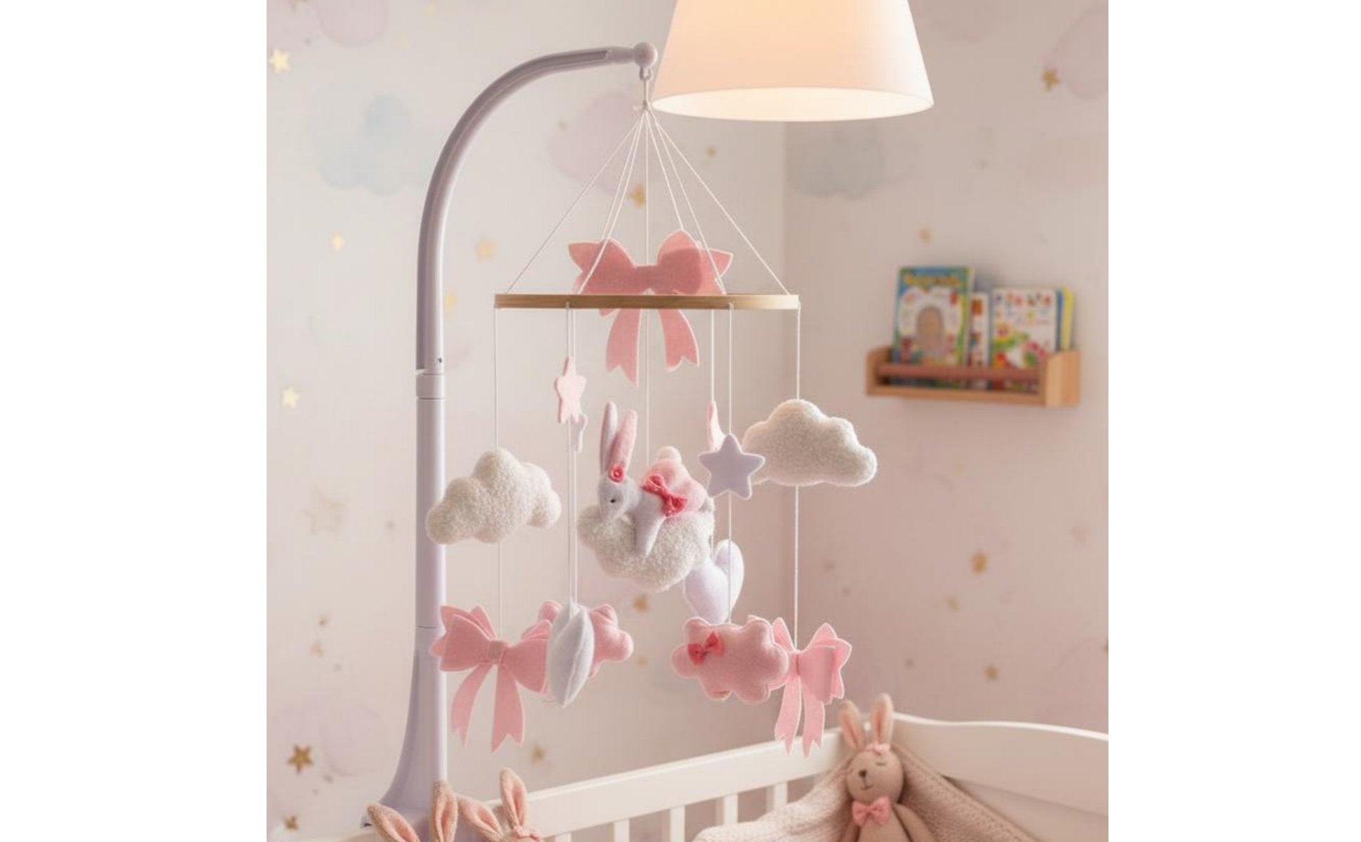 Rose Textile Crib Mobile Soothing Bells Nordic Baby Mobile for Infants