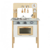 Wooden Play Kitchen Freestanding Young Cooks Playset Interactive Knobs Children's Furniture