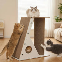 Cat Scratching Pillar with Ramp Multifunctional Versatile Feline Design Scratcher with Perch Protects Furniture Pet Supplies for Living Room