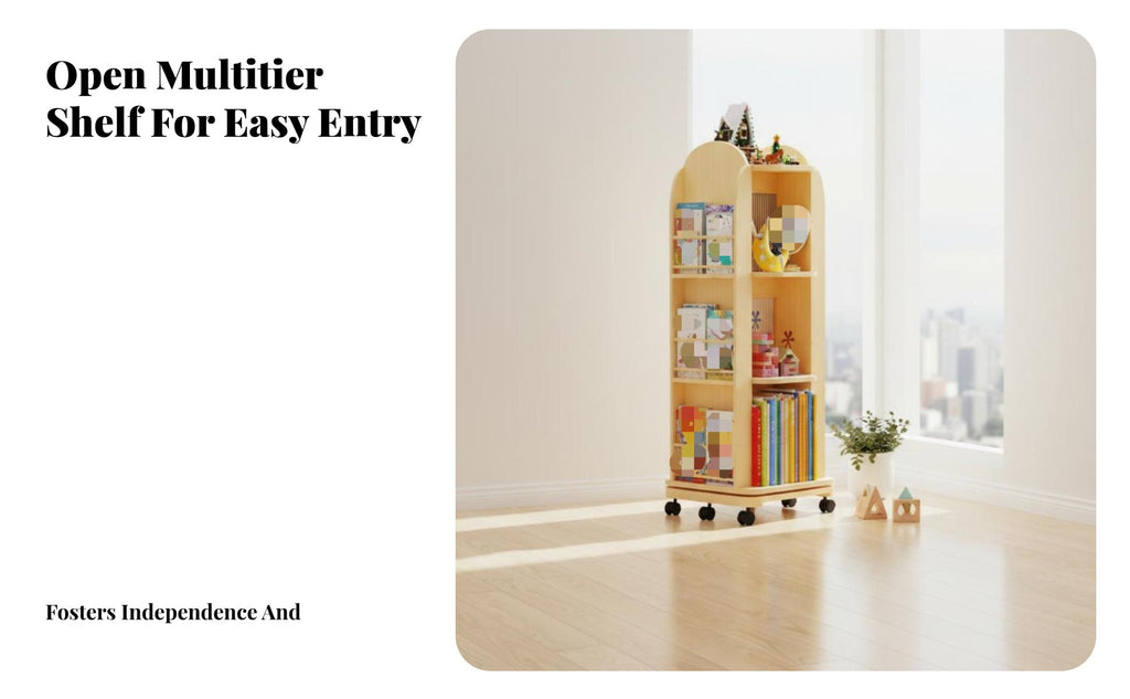 Mobile Rotating Book Rotating Book standDegree Rotation children's Book Storage Unit Space-Saving Double-Sided Reach