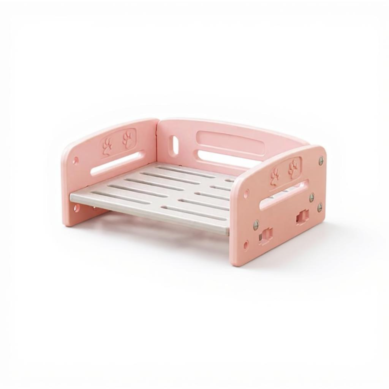Washable mesh pet bed, non-slip base.