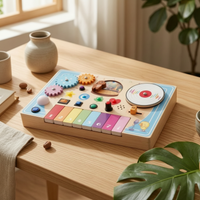Wooden Busy Board Printed Labels Wooden Busy Board Toy Rounded Corners