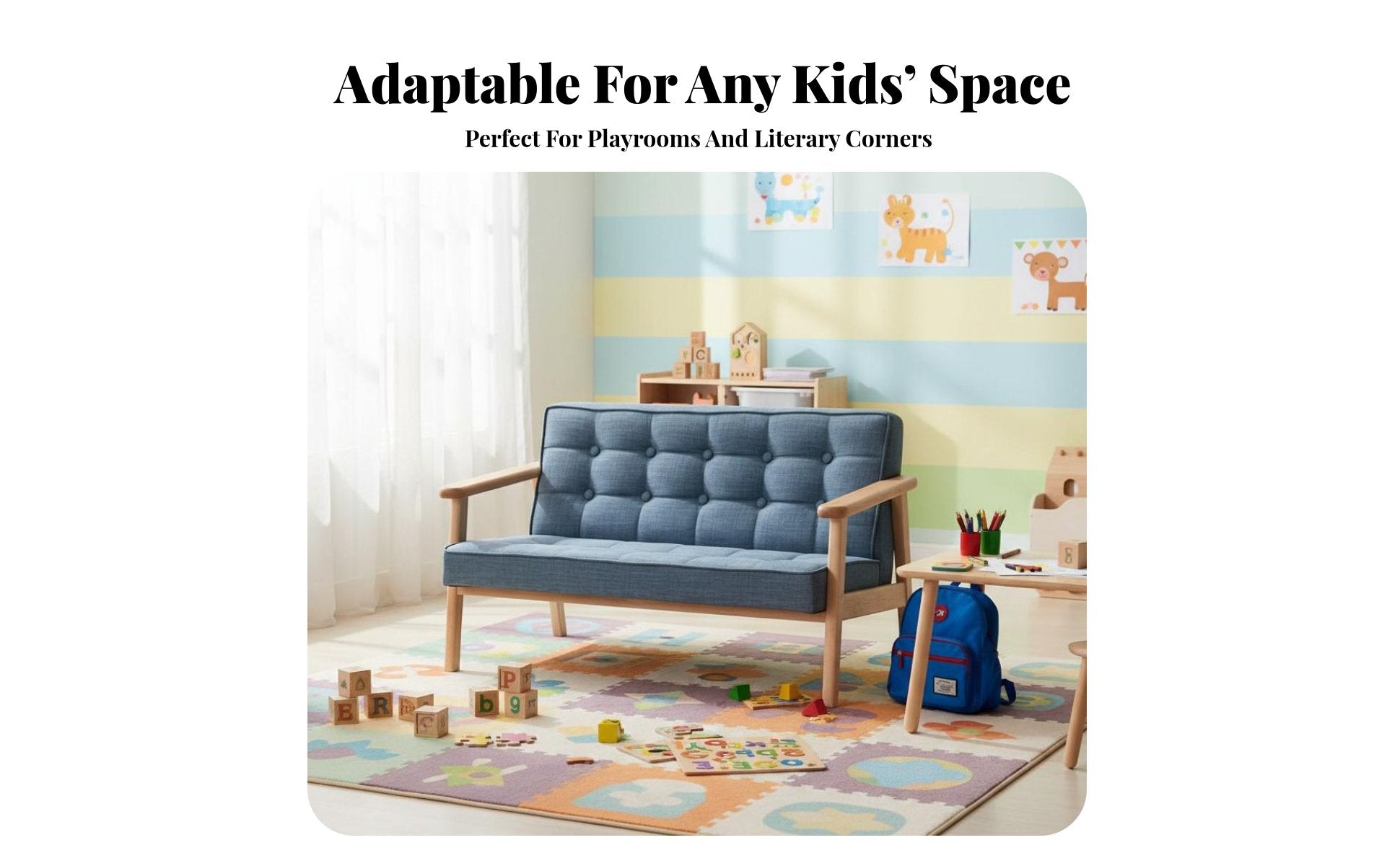 Padded Toddler Chair Solid Wood Frame childs' Sofa Soft and Comfortable