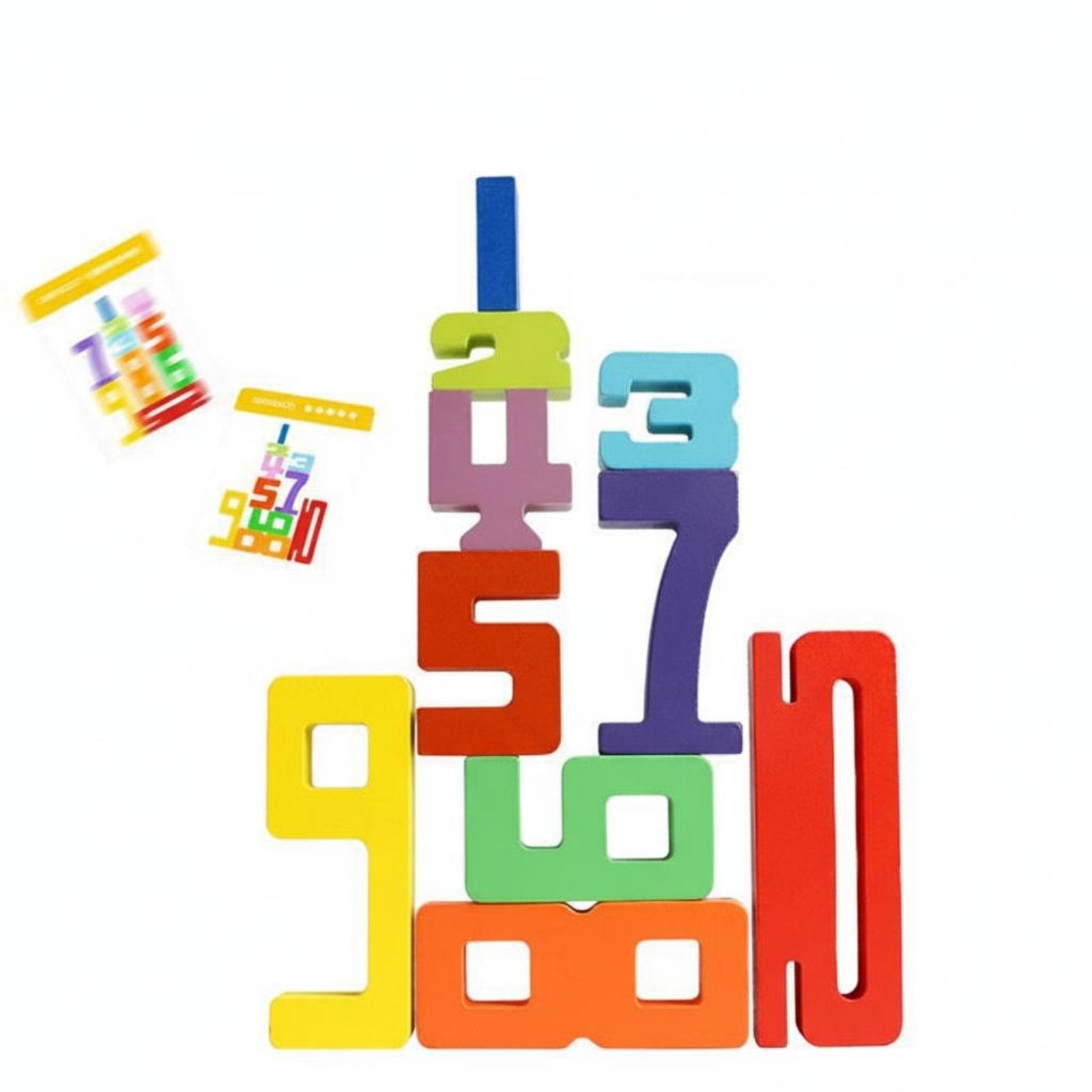 Wooden Number Stacking Blocks Learn Through Play Colorful Wooden Number Game