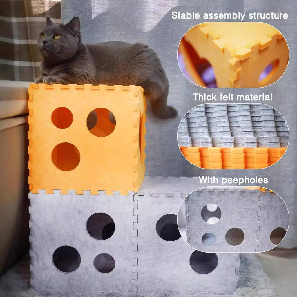 Foldable Play Tunnel Easy Storage DIY Feline Retreat Stimulates Innate Behaviors Stackable Cat Tunnel for Multiple Cats, Small Animals