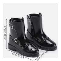 Doll Boots Low Block Heel Glossy Doll Ankle Boots Collectible Accessory